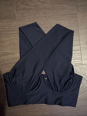 SHEIN Navy Cross-Back Crop Top